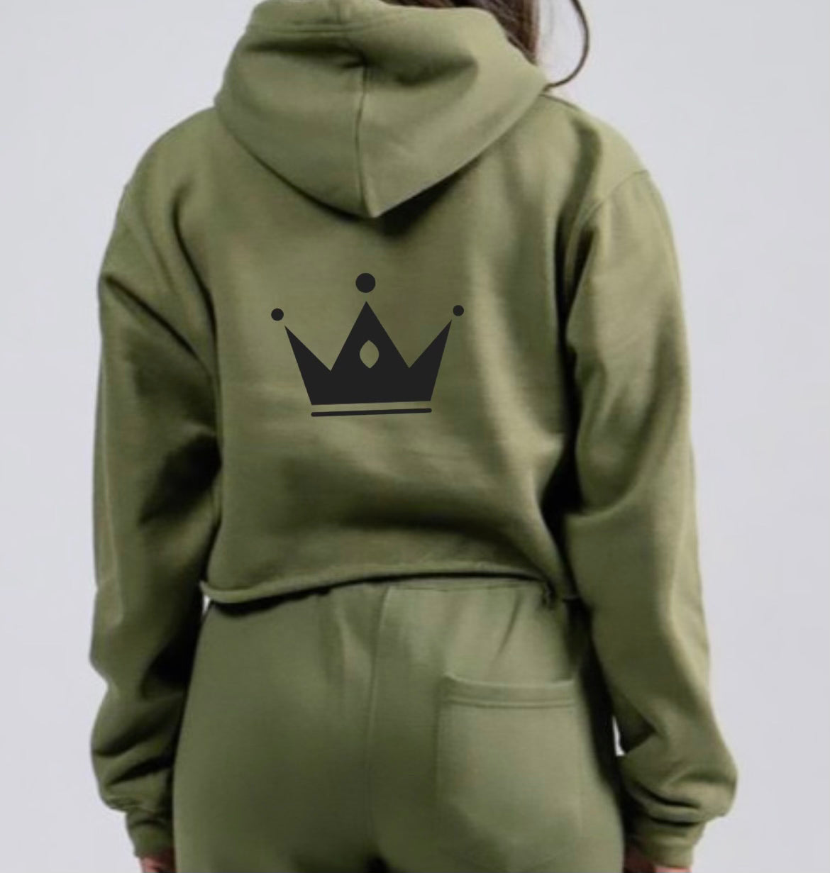Green champion cropped shop hoodie